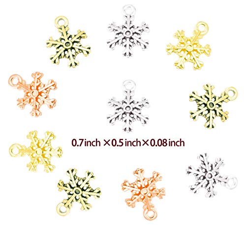 100Pcs Snowflake Charm Christmas Snowflake Charms Pendants For Crafting, Jewelry Findings Making Accessory For Diy Necklace Bracelet（4Colors） #TOP5