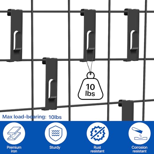 Elesunory 50 Pcs Gridwall Hooks, Utility Notch Hook, Black Notch Hook For Wire Grid, Gridwall Picture Hanger, Gridwall Picture Hanging Hooks Accessories For Grid Panel Displays Office Home thumb #3