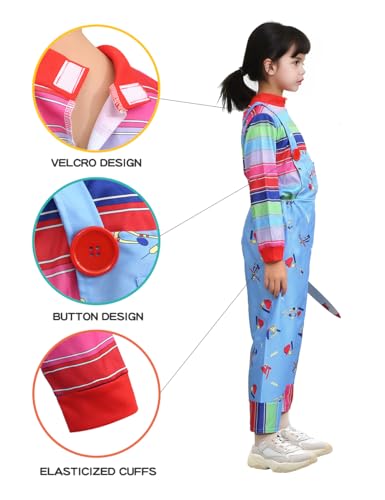 Kugvdi Halloween Chucky Costume For Kids Adult Good Guys Doll Child’S Play Cosplay Jumpsuit Includes Tattoo Scars And Prop Knife(M) thumb #3
