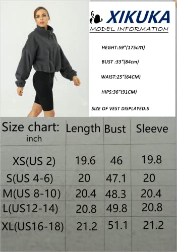 Xikuka Workout Jackets Cropped Long Sleeve Tops Zip Up Sweatshirt Womens Autumn Winter Coats White Small #TOP5