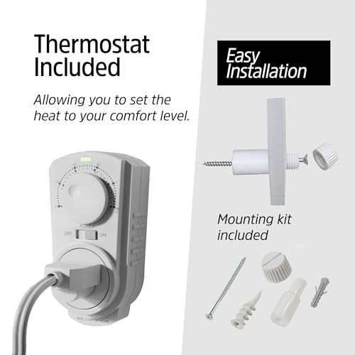 EconoHome Convection Wall Heater with Thermostat - 250W Electric Wall Mounted Space Heater Panel - Updated Model, 120V - Heats Rooms up to 120 Sq Ft