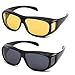 Gemgoo 2PCS GLASSES OPTIC HD NIGHT DAY VISION DRIVING WRAP AROUND ANTI GLARE SUNGLASSES