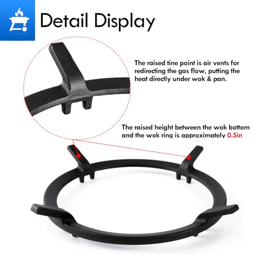image for Grillflame Wok Ring, 6.3 Inch Cast Iron Wok Support Ring Replacement P
