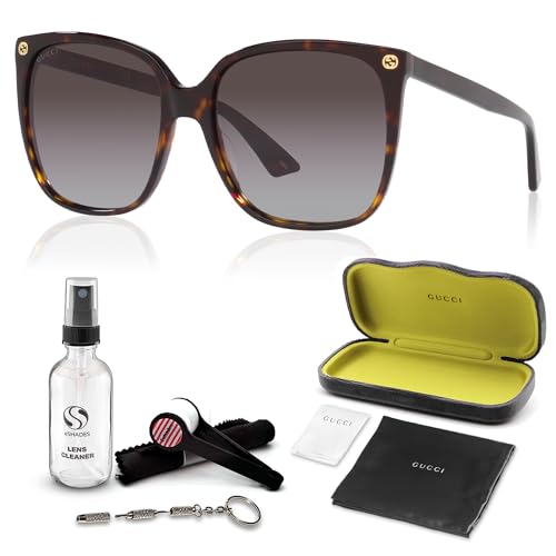 Gucci GG0022S Designer Fashion Sunglasses - Elegant, Sophisticated & Stylish Square Shape Eyewear with Luxury eSHADES Kit