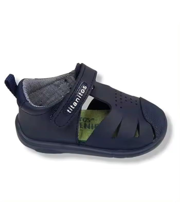TITANITOS B 500 Late Marine : Sandales en cuir souple pour enfant