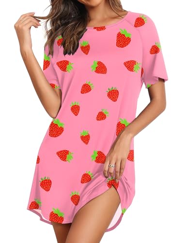 Image of Ekouaer Sleep Shirts for Women Short Sleeve Night Shirts for Sleeping Pullover Nightgown Soft Nightdress S-XXXL