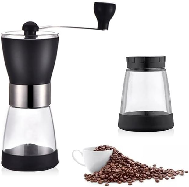 Coffee Press Manual Coffee Grinder Hand Coffee Ceramic Machine Grinder with Glass Sealed Jar Stainless Seasoning Grinder Coffee Maker Pots
