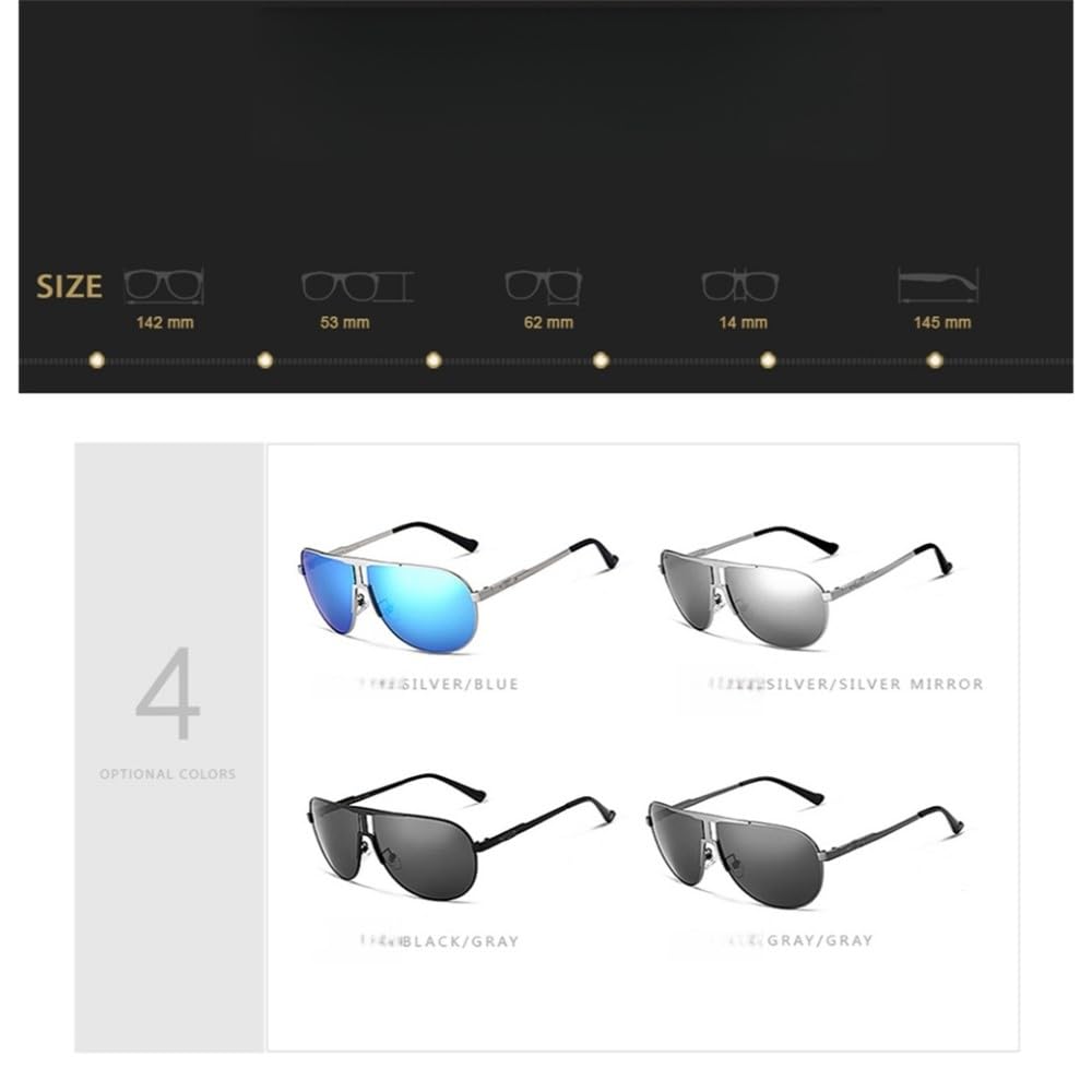 Occhiali da sole polarizzati classici alla moda da uomo, occhiali da sole vintage in acciaio inossidabile, occhiali da sole da esterno UV400 per uomo
