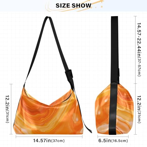Marble Orange Crossbody Bag for Women Men with Adjustable Strap PU Leather Shoulder Hobo Purse Bag 208496902