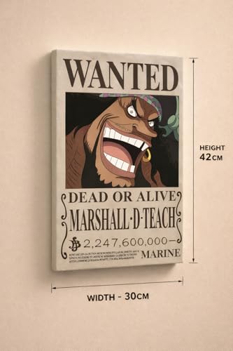 Image of Blaackbeard | Marshall D Teach Wanted Poster - A3 Size Wall Art Prints (300 GSM Matte Finish) L-42CM X W-30CM | Blackbeard 0ne Pieece Anime Wall Art | Vintage Pirate Bounty Design | Premium Matte Anime Print | Otaku Room Decor | BOND VERSE