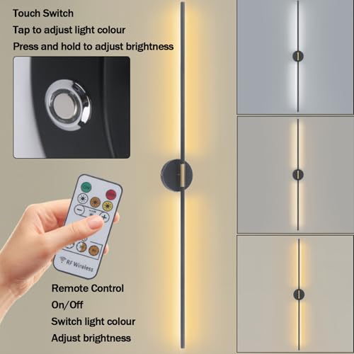 Lámpara de pared con control remoto LED interior recargable para hogar 4