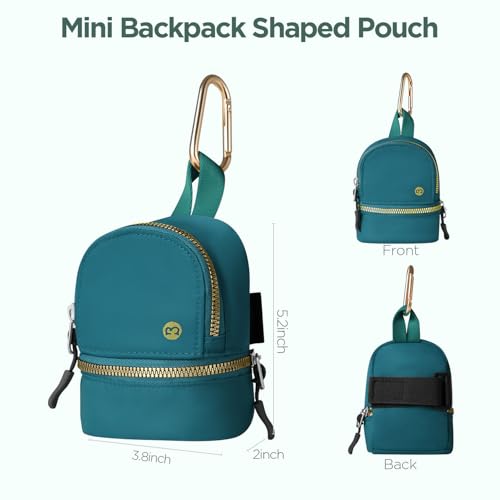 Babysun Mini Backpack Keychain Wristlet Pouch Small Change Coin Purse Cute Zipper Wallet with 3 RFID Card Slots for Women/Men Airpods Cosmetics