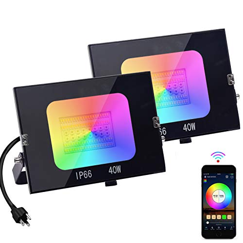 Szgmjia Led Flood Lights Rgb Color Changing, Outdoor Wifi Smart Flood Lighting Rgbw 2700K Warm White & 16 Million Colors 20 Modes App Control Timing Ip66 Waterproof For Landscape Stage Light(2 Pack) #TOP7
