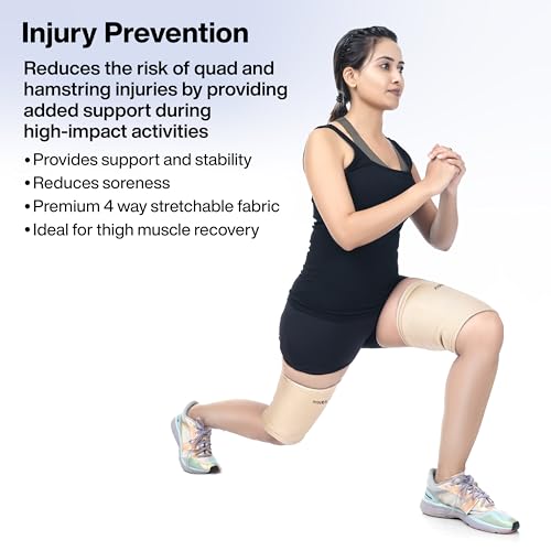 Image of FOVERA Thigh Support,Thigh Compression Sleeve for Quad and Hamstring Support for Men and Women (Size - S, 1 Pair)