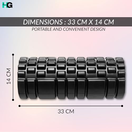 Image of Foam Roller for Exercise and Deep Tissue Massage Roller High Density Foam Roller for Exercise in Gym, Home Back Roller for Muscle Recovery Massage Roller for Stretching - 33 Cm Black