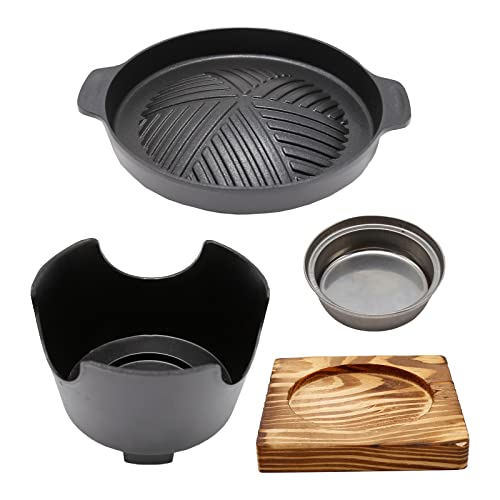 Saihisday 7" Single Person Grill Japanese Mini Hibachi Grill, Mini Tabletop Portable Grill, Korean Bbq Charcoal Grill, Heavy Duty Cast Aluminum Grill Platter #TOP4