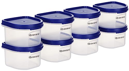 Floraware Food Safe Modular Plastic Storage Containers, Storage Jar with Lid, BPA Free, 250ML (Blue, 8)
