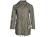  Sempre piu BY CHALOU Damen Parka Jacke Kurvig Große Größen, Taupe, 44