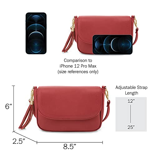 Image of EVVE Small Crossbody Bags for Women Trendy Flap Saddle Purses with Tassel Vegan leather Shoulder bag