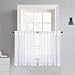 NICETOWN Linen Like Sheer Curtains - White Half Window Tiers Linen Like Texture Semitransparent Sheer Tiers Valance for Kitchen/Cafe, 55 inches Wide x 36 inches Long, Sold by 2 Pieces
