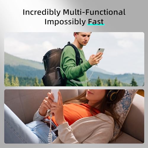Image of MFish 4 in 1 USB C Charging Cable, 6.6FT Coiled Fast Charging Cable 240W, USB A /C to USB C and Lightning Cable for iPhone 17 /16 /15, iPad, MacBook Pro /Air, Laptop, Android, Car Travel Cord