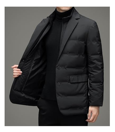 Chaqueta De Plumas Blazer Ligera para Hombre, Abrigo Acolchado De Invierno Cálido Chaqueta De Negocios,Negro,XXL - imagen 3