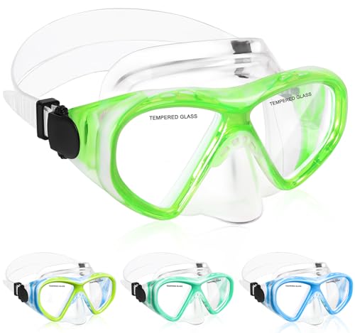 Image of Kids Swim Goggles Snorkel Diving Mask for Boys Girls Ages 5-15, Two-Color Anti-Fog Swimming Goggles with Nose Cover