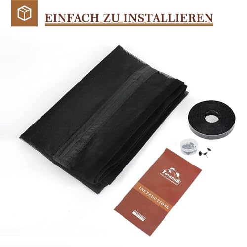 Yotache Fliegengitter Balkontür Magnet 90x210cm Fliegengitter Balkontür Seitliche Öffnung, Fliegengitter Tür Ohne Bohren für Schlafzimmer Kellertür Terrassentür, Schwarz