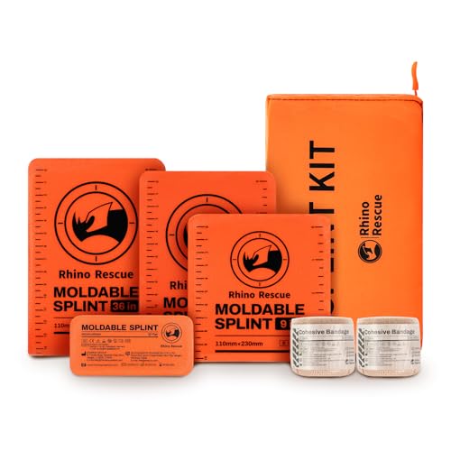RHINO RESCUE First Aid Splint 36″ X 4.3″ Orange-Gray, Keep Bones in Position (4, Splint Bundle)