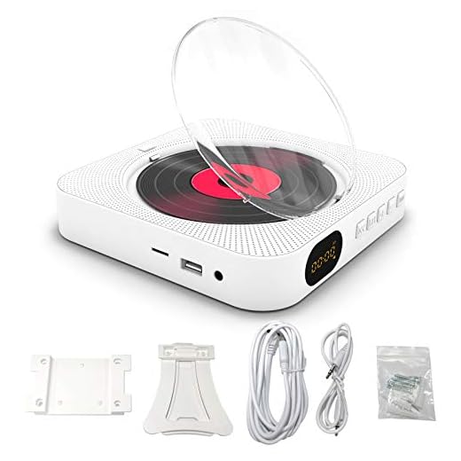 ZEYUAN KC-909 Leitor de CD portátil com alto-falante embutido Leitores de CD estéreo com entrada dupla para fones de ouvido de 3,5 mm Tela LED Leitor de música de CD para montagem em parede com contro