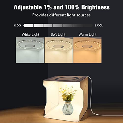 Photo Studio Light Box,Photo Shooting Tent Kit,Portable Folding Home Photography Light Tent Kit With White/Warm/Soft Lighting + 6 Color Backgrounds For Jewellery,Accessories,Toys And Small Items #TOP3