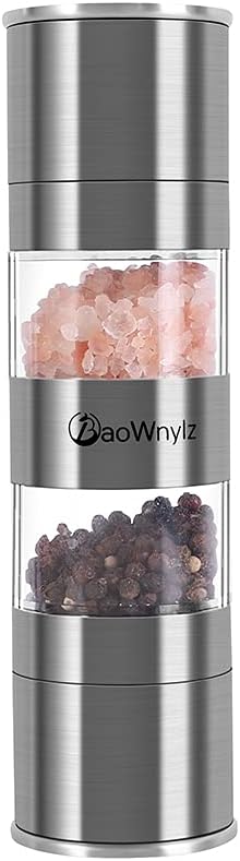 2 in 1 Salt and Pepper Grinder,Ceramic Core Pepper Mill,Stainless Steel Manual Salt Grinders,Adjustable Coarseness,Refillable Suitable for All Kinds of Spices…