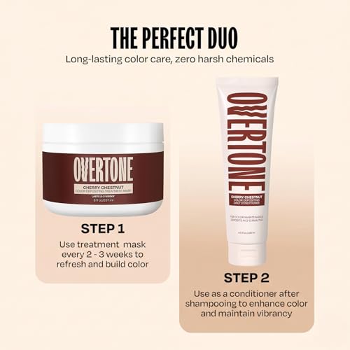 Image of Overtone Daily Color Depositing Conditioner for Hair, Cherry Chestnut:Temporary Pigment with Shea, Coconut & Avocado Oils, Hydrating, Vegan & Cruelty-Free, All Hair Types, 4.5oz.