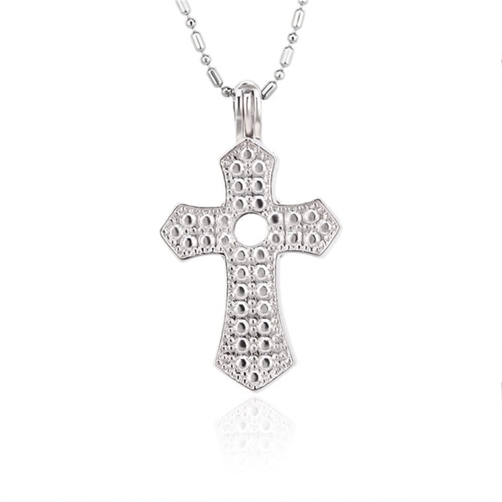 5PCS Cross Cage Pendants for Pearl Jewelry Making Silver Plated, Design Pearl Cage Pendants for Women