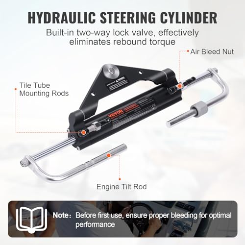 Image of VEVOR 150HP Hydraulic Outboard Steering Kit Boat Marine System, Built-in Two-Way Lock Cylinder, 150HP Pump and High-Strength Nylon Hose for Single Station, Single-Engine use | for Single Station, Single-Engine Use, 2.5 MPa / 363 psi Helm Pump, Two-Way Lock Cylinder, with High-Strength Nylon Hoses