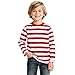 Magic Park 6M-14Y Baby Short Long Sleeve Tee Tops Toddler T-Shirt Kids Solid Color Shirts Boys Girls Casual Blouse (Long Tee Red White Stripe, 18-24 Months)
