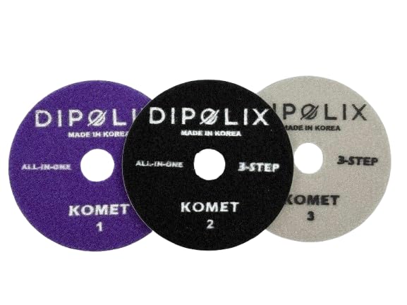 3-Step Diamond Polishing Pads – 4” Wet/Dry All-in-one Stone Pads for Granite, Marble, Quartz, Engineered Stone, Concrete, Countertop, Made in Korea