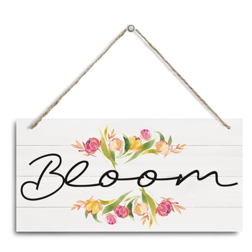 Spring Decor, Decorative Hanging Wall Plaque Wood Sign, Floral Front