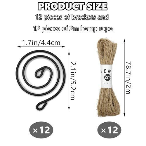 Niuhong 12 Pcs Luftpflanzen Regal Hängender Mit Juteschnur Luftständer Pflanzenhalter Metall Aufhängen Pflanzenhalterung Präsentationsständer für Decken Balkon Garten Dekoration (schwarz)