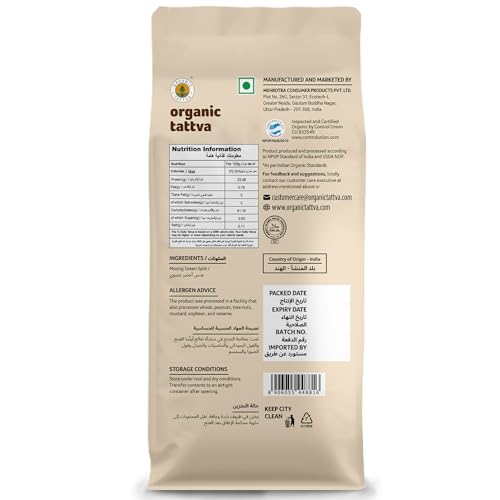 Image of Organic Tattva Organic Moong Chilka Dal - 500g | Green Moong Dal Split | Naturally Grown, No Preservatives, Gluten-Free | Hygienically Packed Daal (Pack of 2)