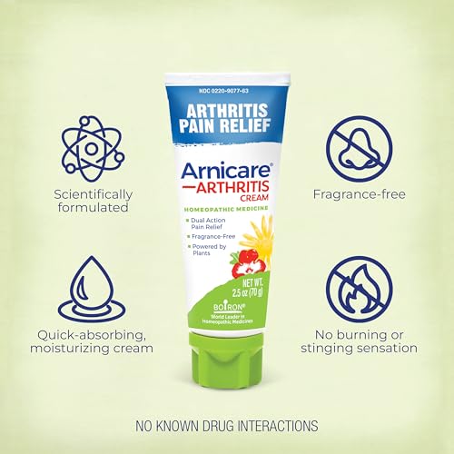 Boiron Arnicare Arthritis Cream for Pain Relief of Knees, Hands, Wrists, Elbows, Joints & Muscles – Quickly Absorbed & Fragrance-Free – 2.5 oz - image 4
