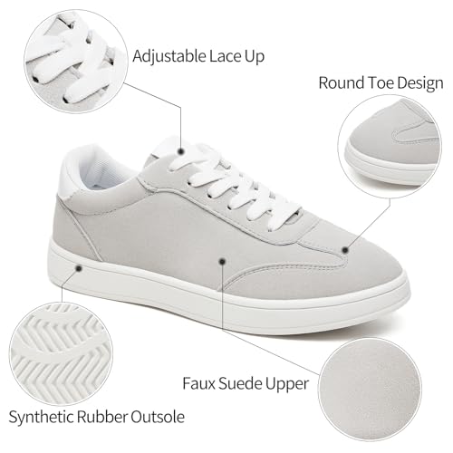 Adokoo Women's Fashion Sneakers Suede Black Grey Brown Casual Shoes Tennis Low Top Lace Up Sneakers for Women2