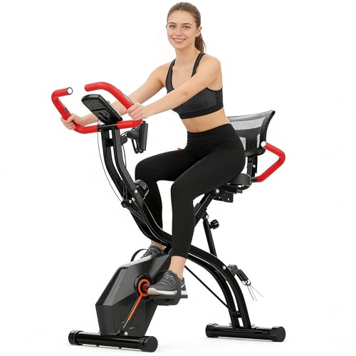 USLIM Foldable Exercise Bike for Home, Uright and Recumbent Stationary