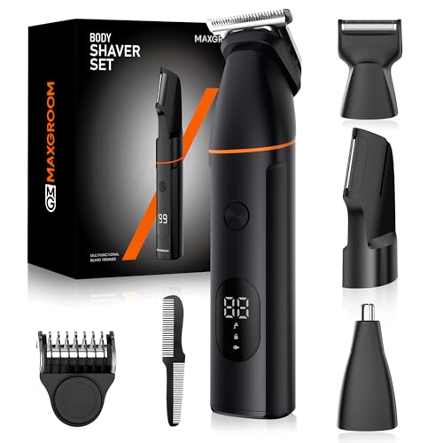 MAXGROOM Tondeuse Corps Homme Électrique, 4 en 1 Multifonction Tondeuse Intime Homme, 7000RPM Rasoir Partie Intime Professionnel, Long Endurance USB Rasoir...