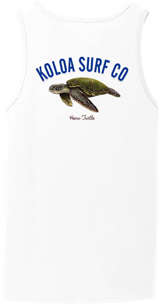 Koloa Surf Company Mens The Original Hawaiian Honu Turtle Logo Tank Tops-XL-White/c