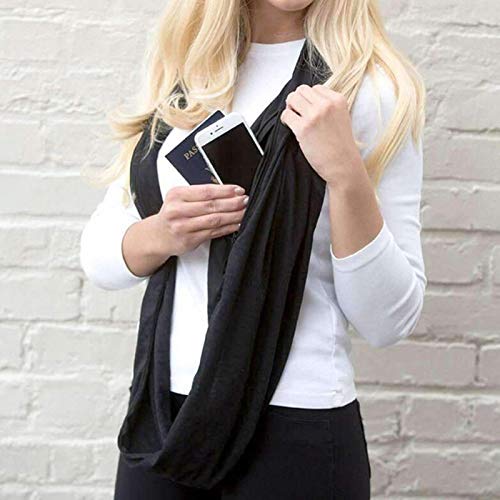 DECDEAL Lenço de bolso com zíper macio para mulheres moda outono inverno quente e sólido azul O ring