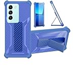 bojioderf Coque pour Vivo T3 5g Coque �tui Case Cover Hybride [avec Protection d'�cran en Verre tremp�] [Support magn�tique Pliable] [givr� r�sistant aux Empreintes digitales] Bleu