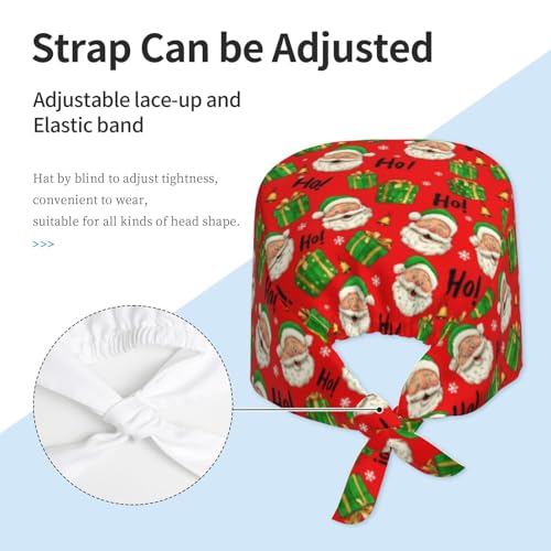 Image of Working Cap Scrub Cap with Sweatband Adjustable Unisex Tie Back Hat for Cleaning Farm Nursing