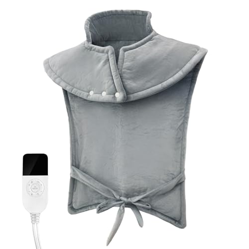PANDAAR Electric Heating Pad for Neck, Shoulders and Back Pain Relief, 36 Heat Settings, 18 Timers, Gifts for Men Women, Mom, Dad, Elderly, Birthday, Christmas, ETL Certified, 23.5''x35.5 (Gray)