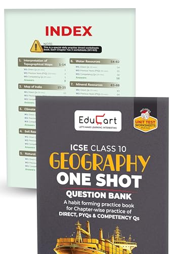 Image of Educart ICSE Class 10 One Shot Question Bank 2027 (Set of 8 Books) | Physics, Chemistry, Maths, Biology, English 1 & 2, Geography, History & Civics | 2026-27 Exam